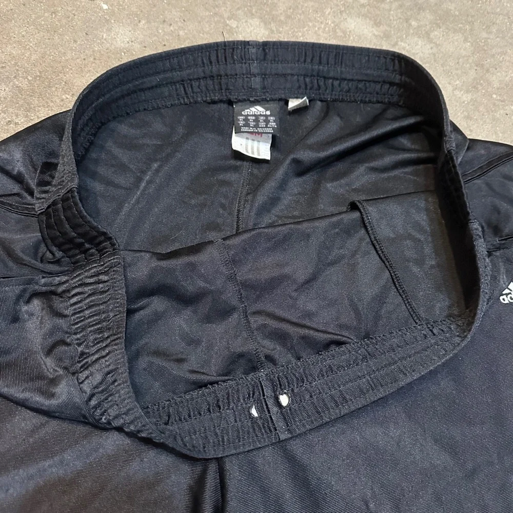 Vintage Y2K Adidas Athletic Shorts Men XL Black 3-Stripe Baggy Dazzle Shiny